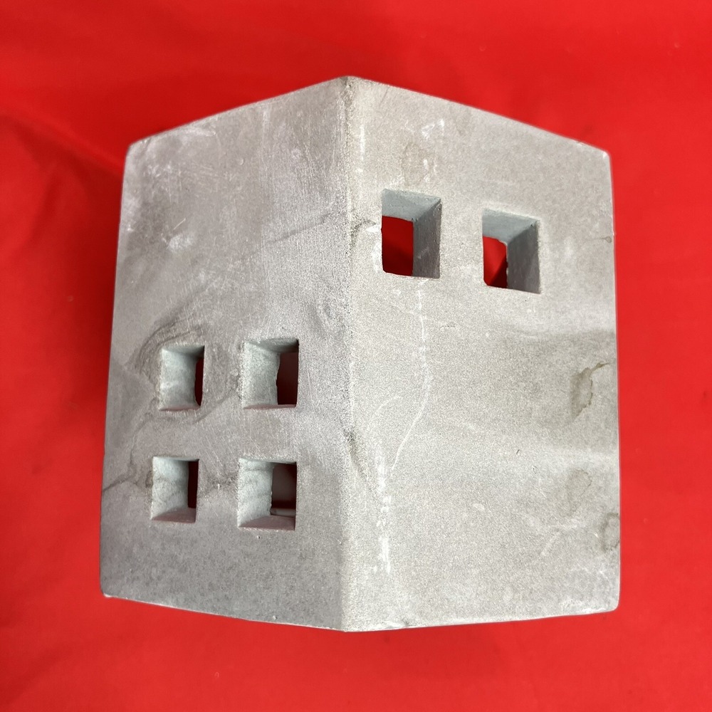 Large 8" Tea Light Concrete Building / House Modern Cement Decorative / Flaws #1 - Picture 7 of 16